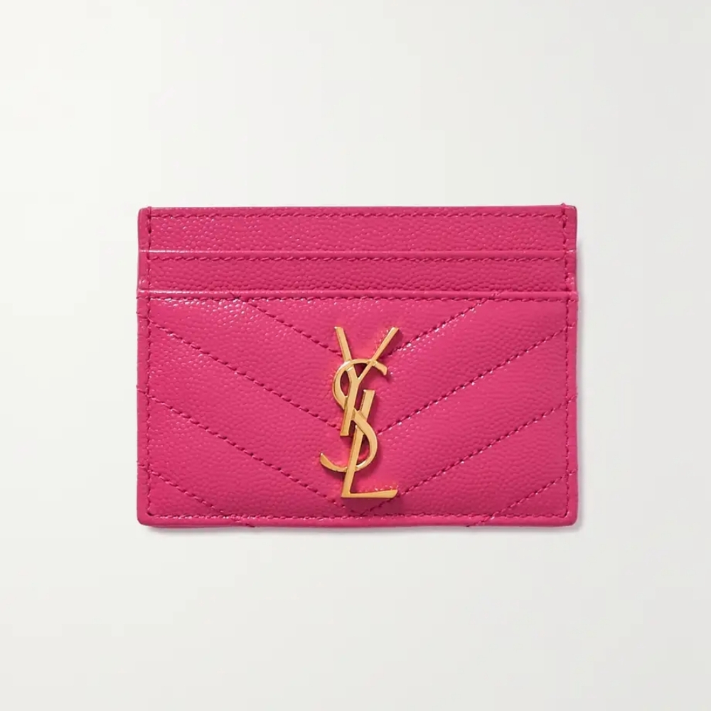 Saint Laurent Monogramme quilted textured-leather cardholder